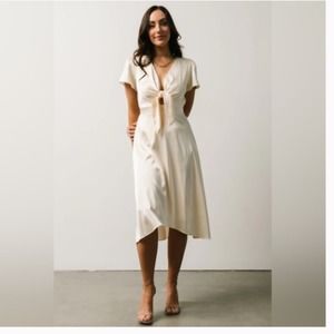 NWT Baltic Born Poppy Satin Midi Dress In Ivory XXL